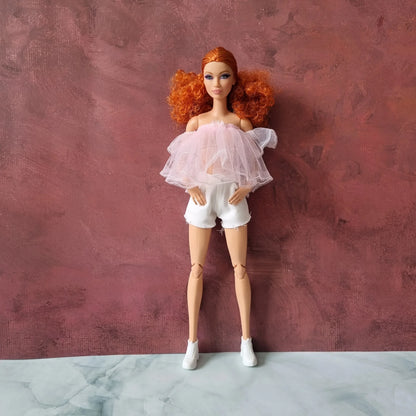 White short, skirt , pant  for barbie, 11.5' doll , White Collection clothes