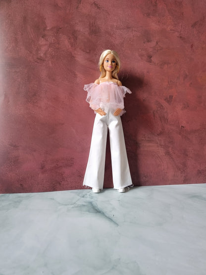 White short, skirt , pant  for barbie, 11.5' doll , White Collection clothes