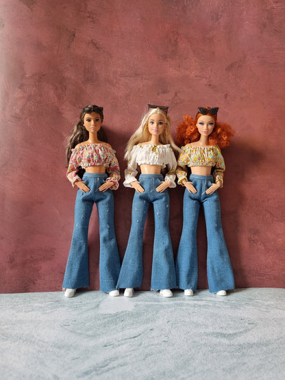 Off shoulder top and Jeans for Barbie Doll