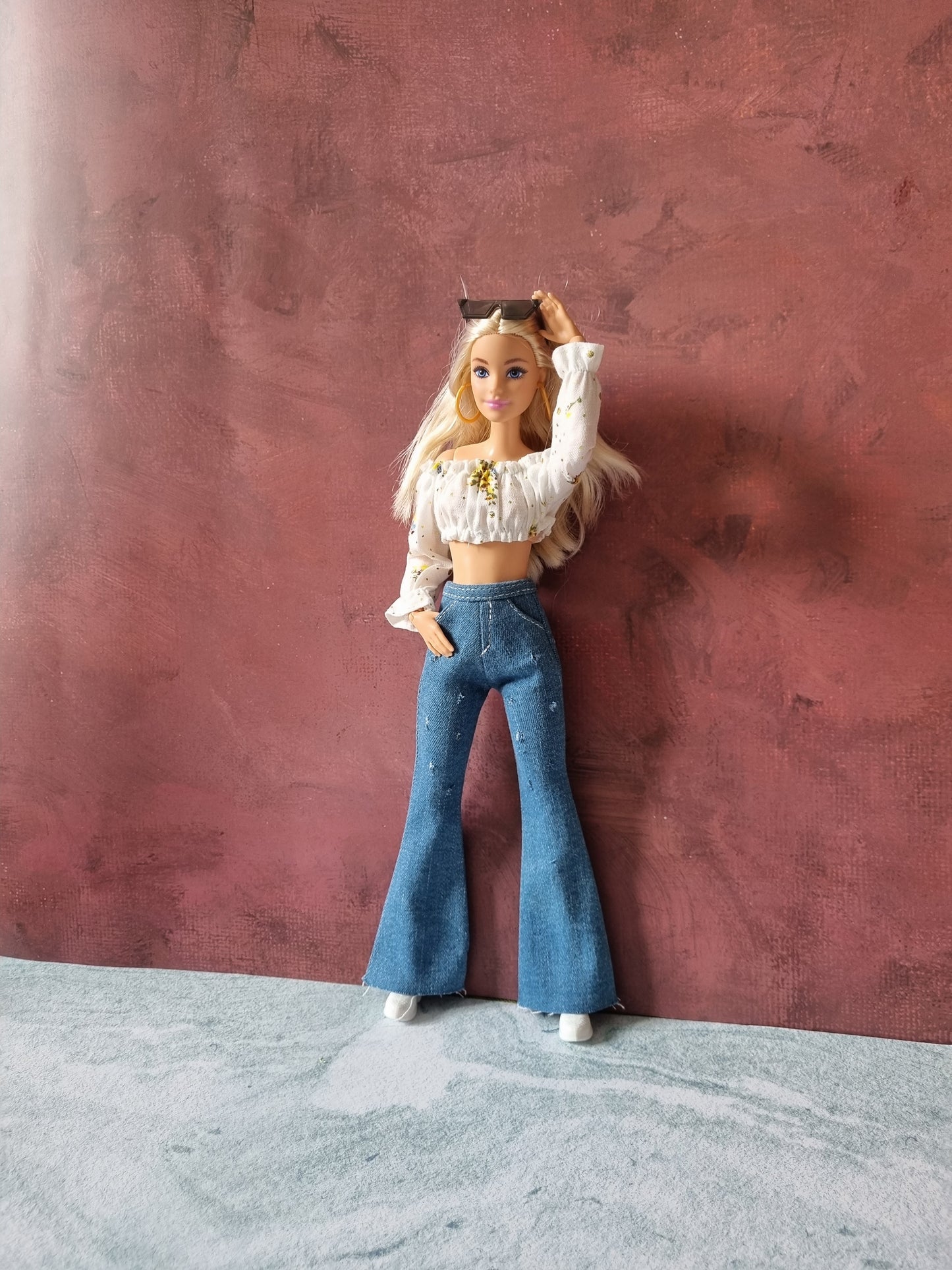 Off shoulder top and Jeans for Barbie Doll