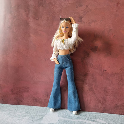 Off shoulder top and Jeans for Barbie Doll