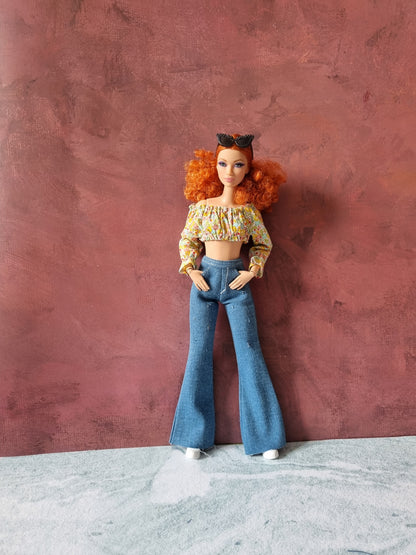 Off shoulder top and Jeans for Barbie Doll