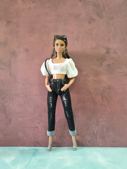 Crop top and  jeans for Barbie