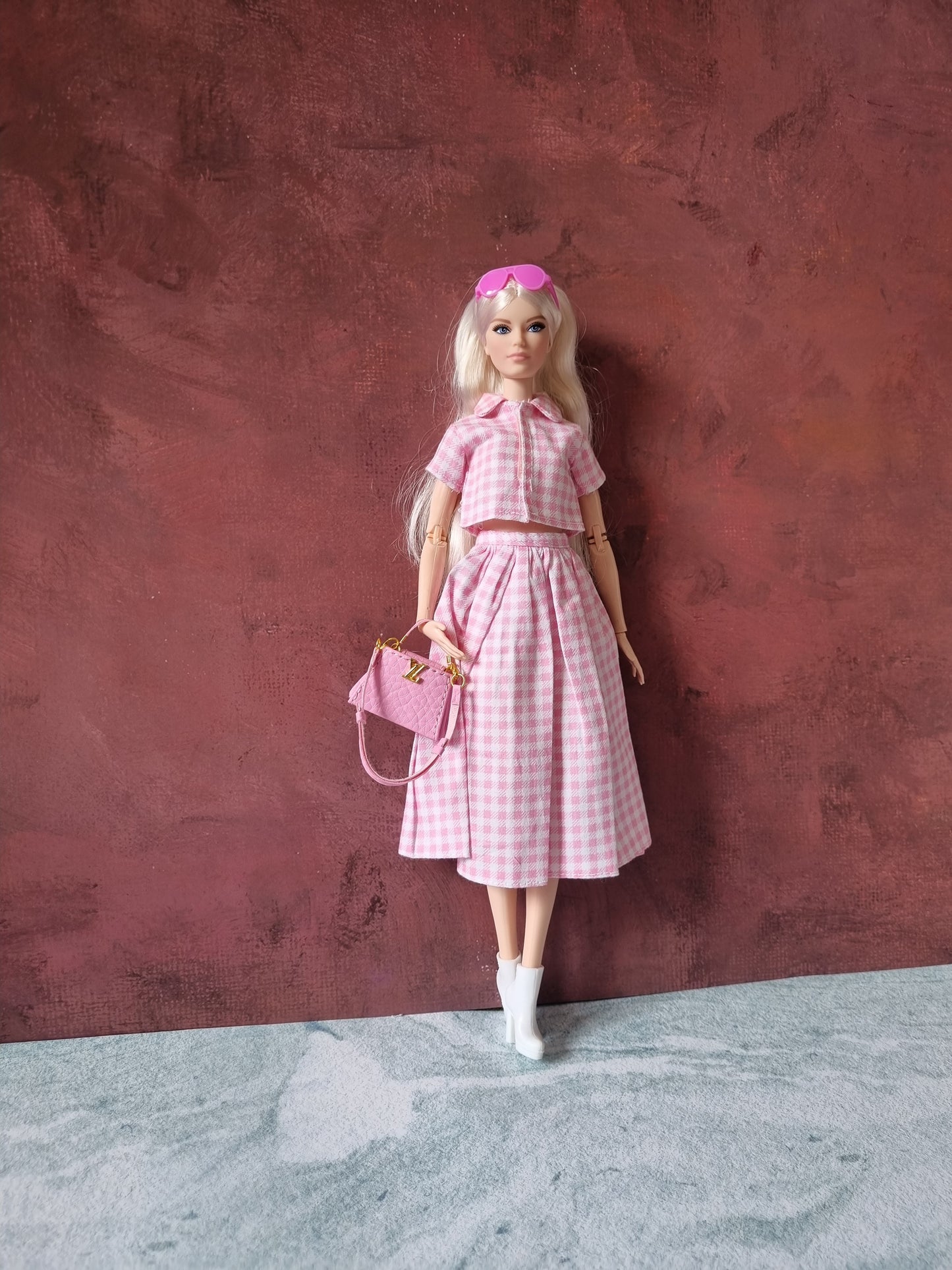 Pink handbag For Barbie,  Blythe , 1/6 Bjd doll with logo