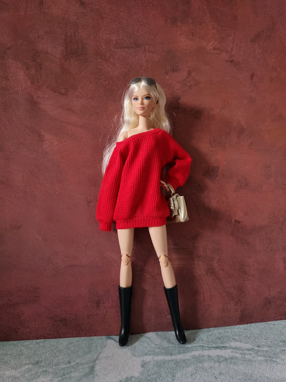 Red sweater for Barbie doll