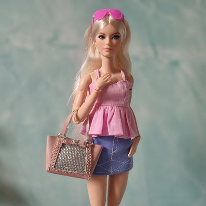 Pink handbag For Barbie,  Blythe , 1/6 Bjd doll