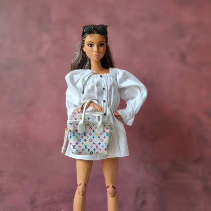 White Handbag and Wallet For Barbie,  Blythe , 1/6 Bjd doll with logo