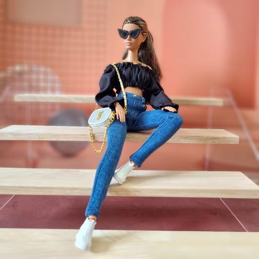 Off shoulder top and Jeans for Barbie Doll