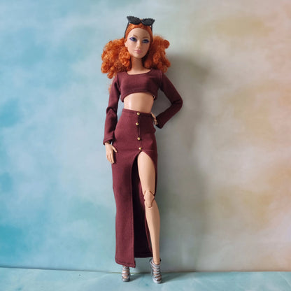 Crop Top and skirt set for Barbie doll , 1:6 scale doll