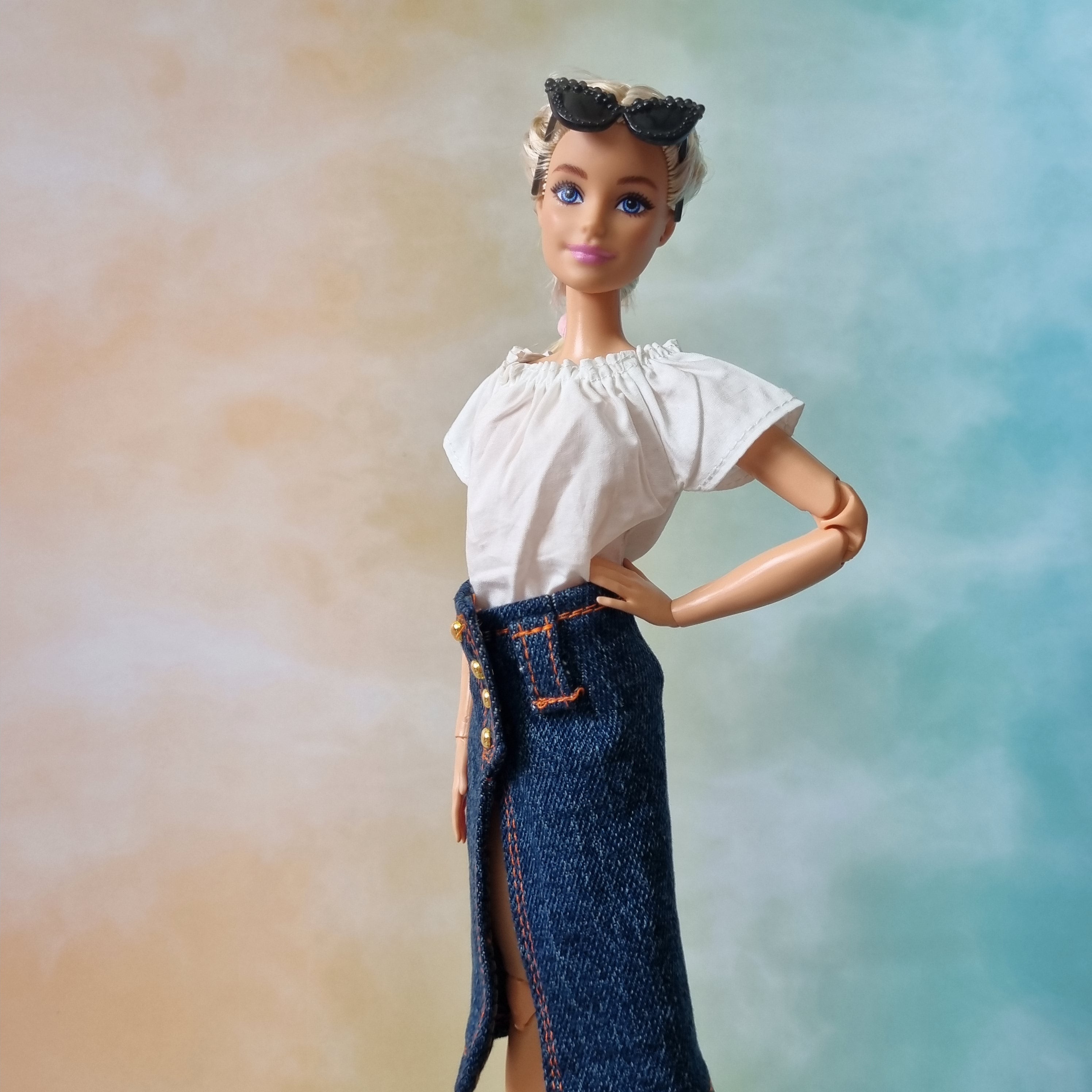 Jean Skirt for Barbie doll Huonghandmadedoll