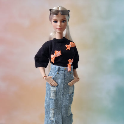 Skirt, Jean for Barbie doll