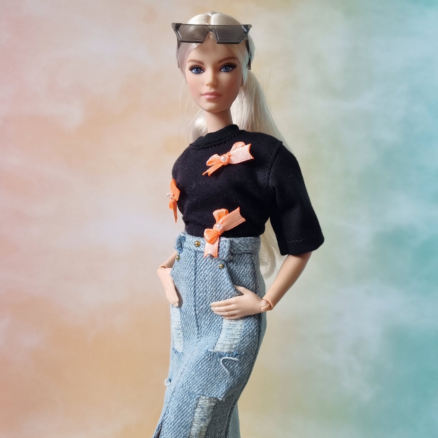 Skirt, Jean for Barbie doll