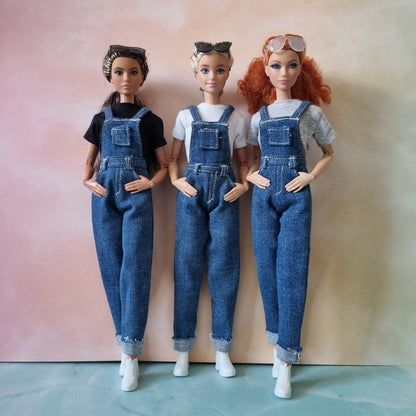 Doll denim overalls, jumpsuit for 11.5 inch dolls clothes