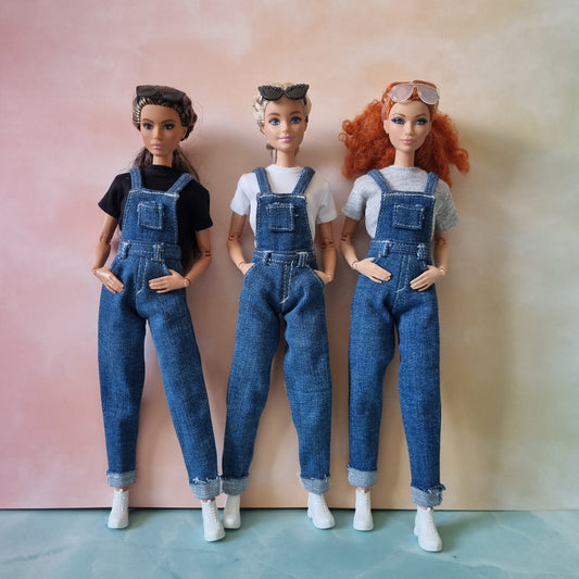 Doll denim overalls, jumpsuit for 11.5 inch dolls clothes