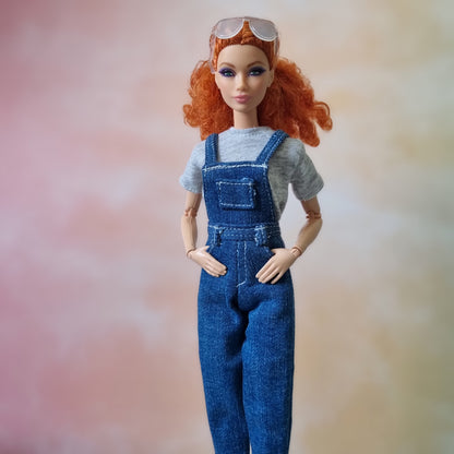 Doll denim overalls, jumpsuit for 11.5 inch dolls clothes