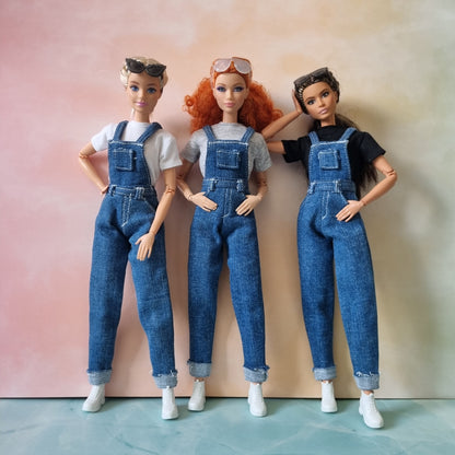 Doll denim overalls, jumpsuit for 11.5 inch dolls clothes