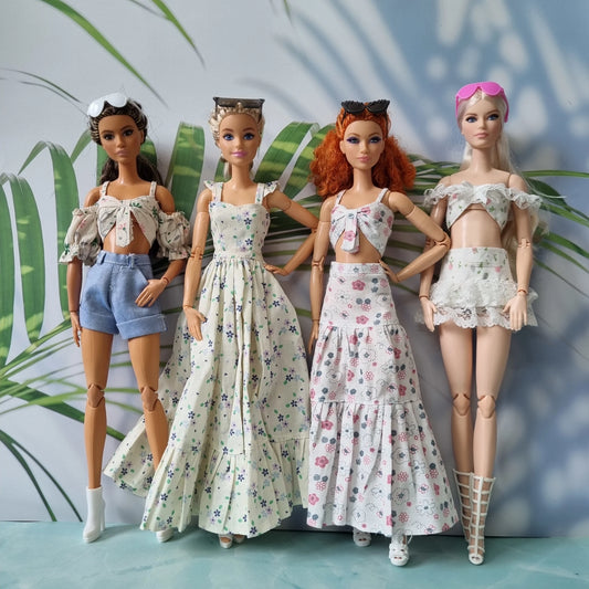 Handmade 1/6 Scale Floral Outfits for Barbie - Choose Your Set