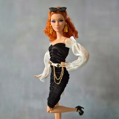 Black Sheath dress with white sleeve for Barbie