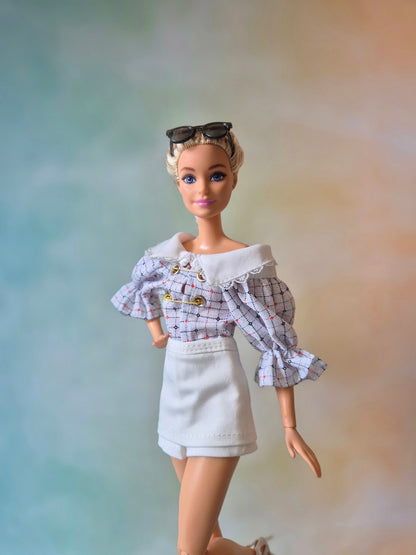 Top and skirt for barbie doll