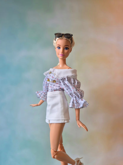 Top and skirt for barbie doll