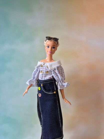 Top and skirt for barbie doll