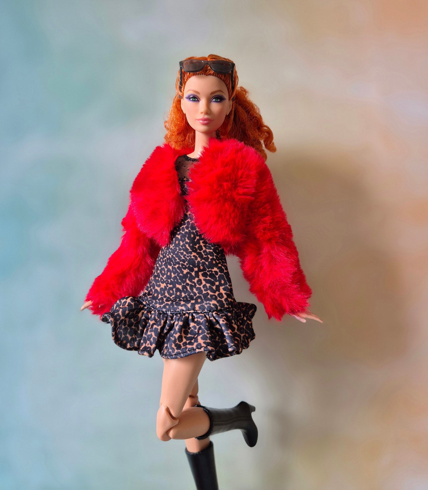 barbie with red coat and  dress