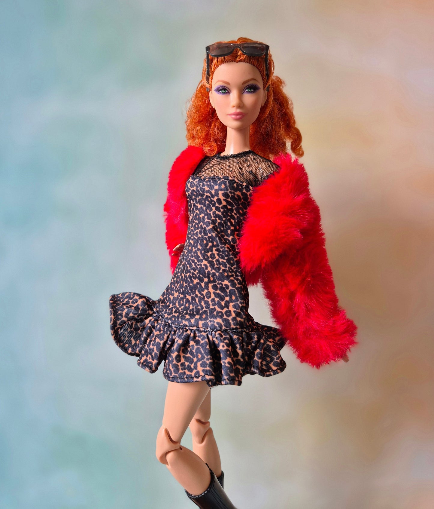 barbie with red coat and  dress