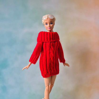 barbie wear Red Sweater Dress