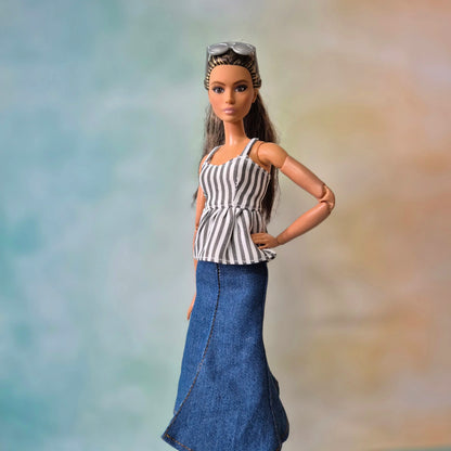 Top and jean skirt for Barbie