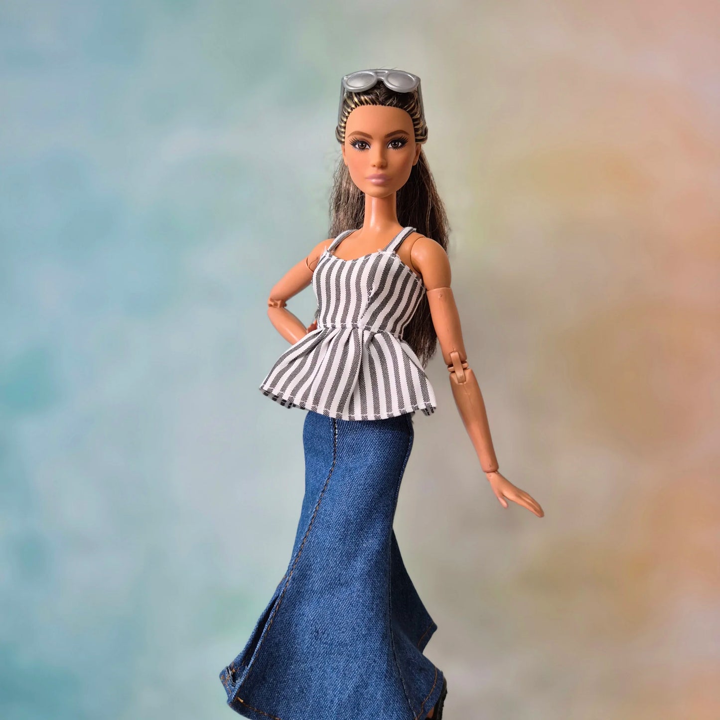 Top and jean skirt for Barbie