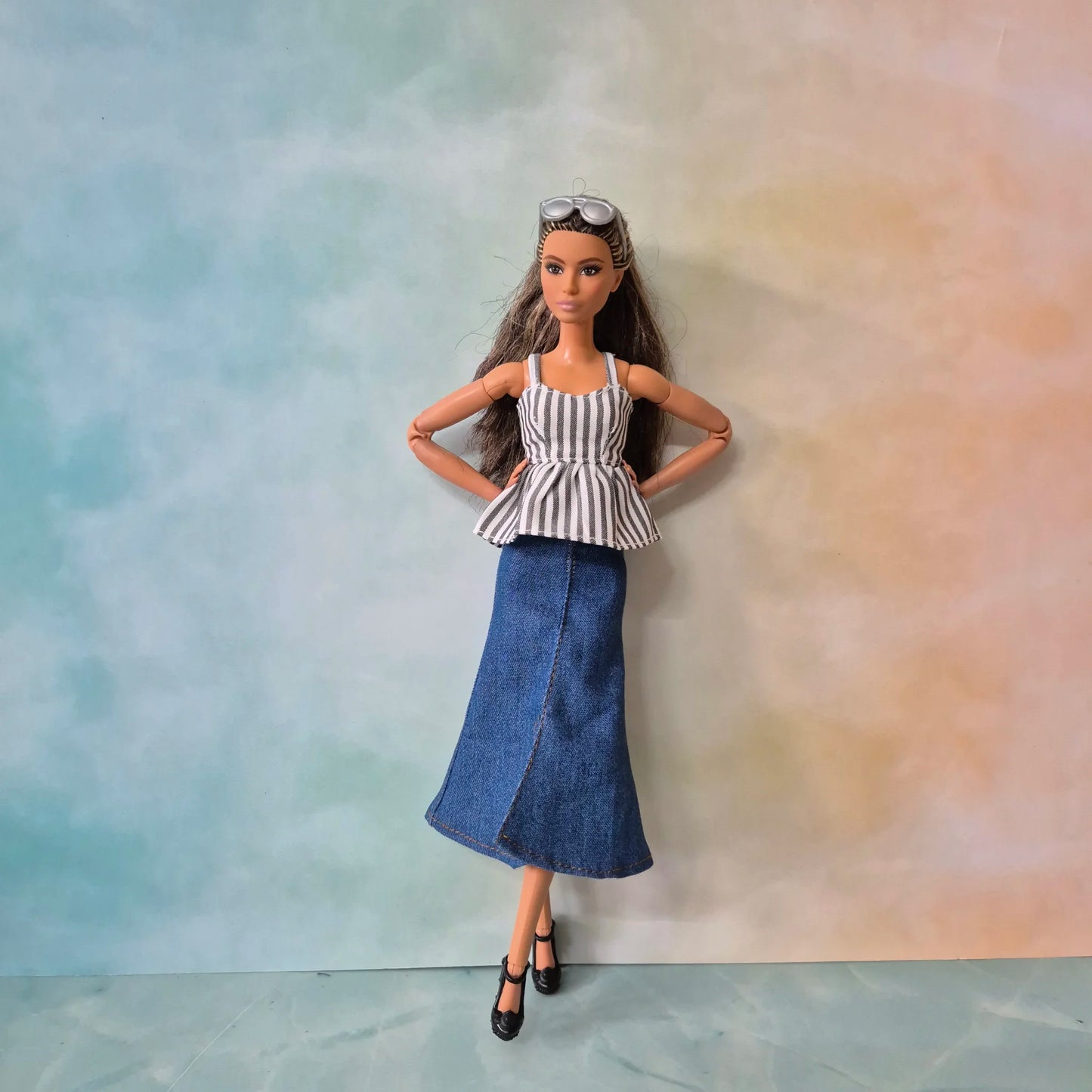 Top and jean skirt for Barbie