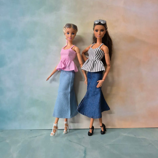 Top and jean skirt for Barbie