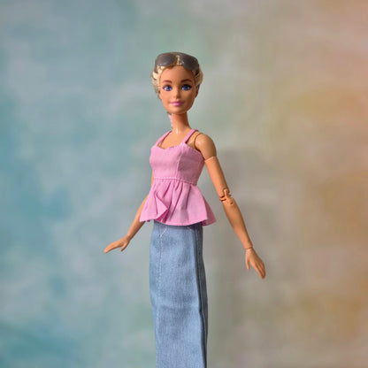 Top and jean skirt for Barbie