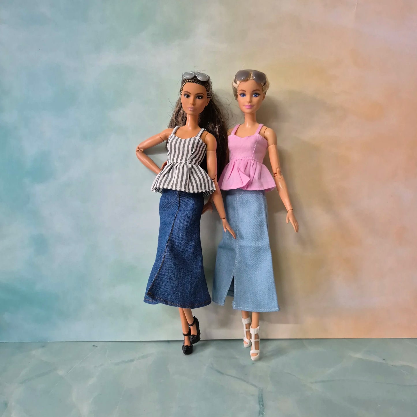 Top and jean skirt for Barbie