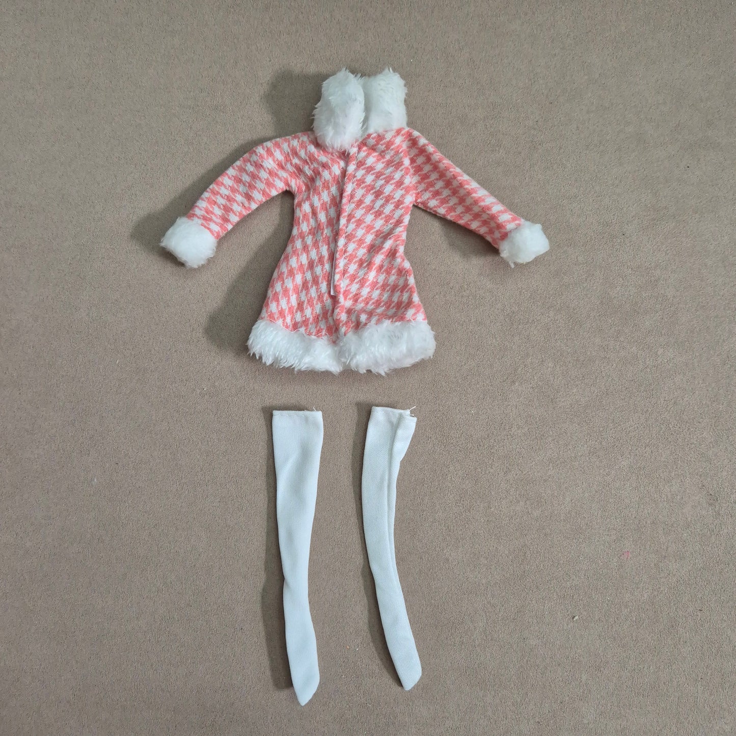 Winter coat and white tights for barbie , curvy doll , 12inch doll