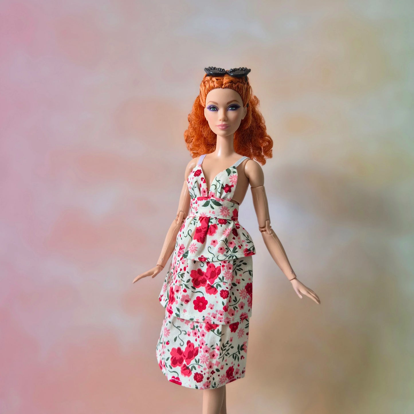 Floral Leaf Print dress for barbie