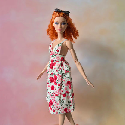 Floral Leaf Print dress for barbie