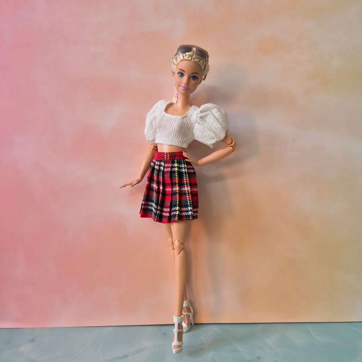 Barbie wear white top and skirt