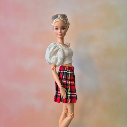 Barbie wear white top and skirt