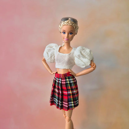 Barbie wear white top and skirt