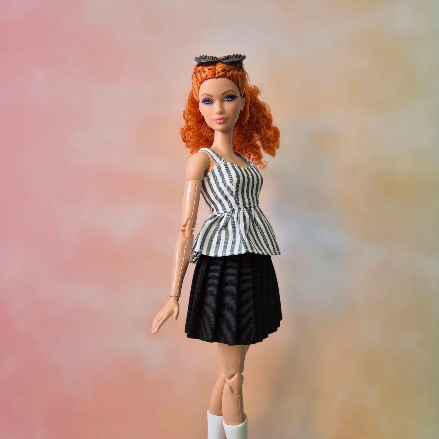 Outfit peplum camisole and Plate Skirt for barbie , 1/6 doll