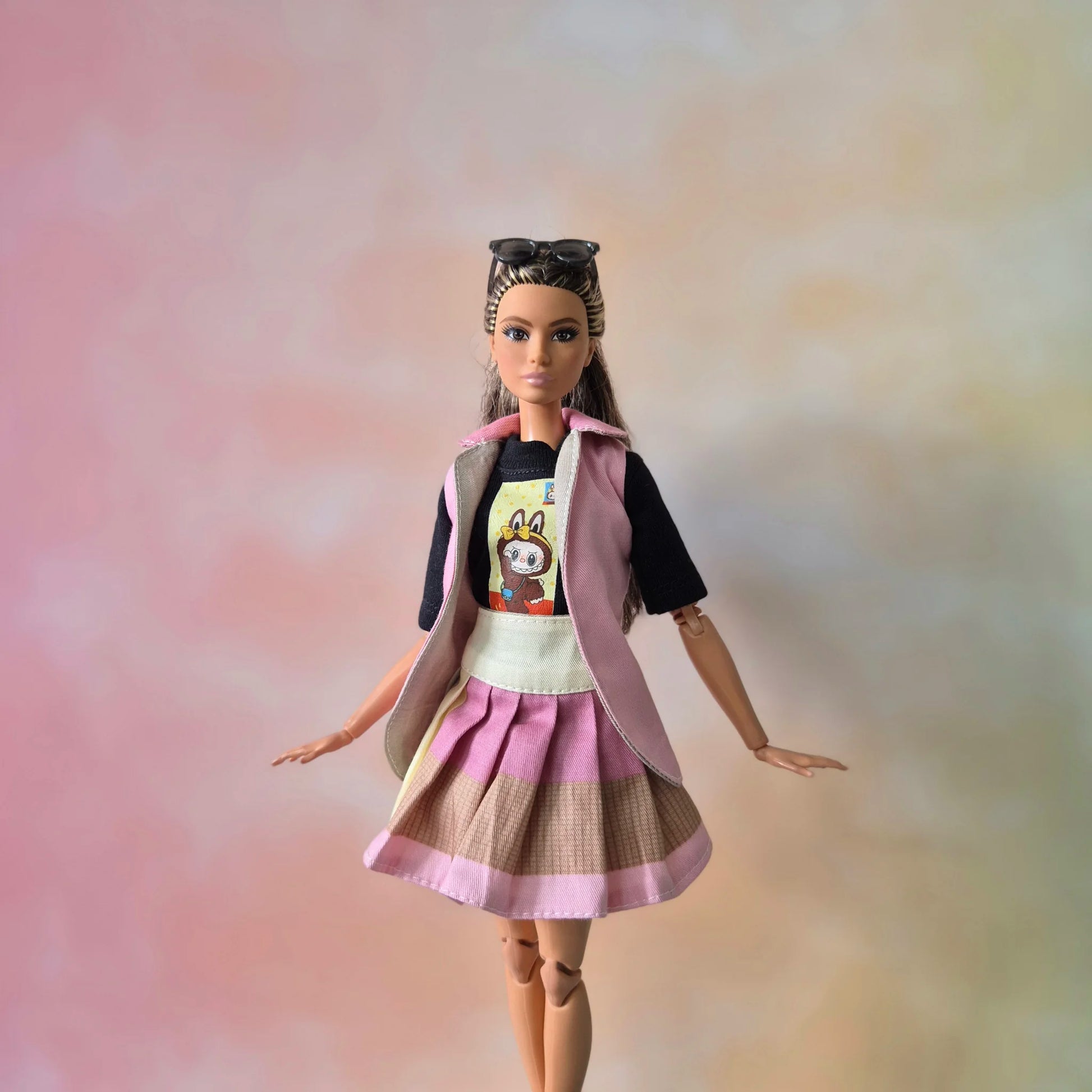 Sleeveless blazer, black top and skirt sets for barbie