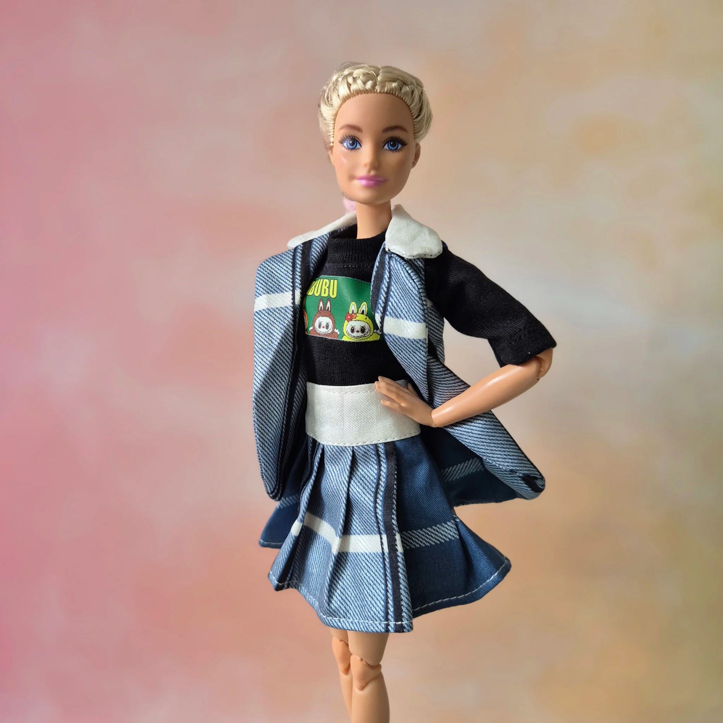 Sleeveless blazer, black top and skirt sets for barbie