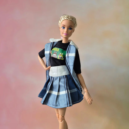 Sleeveless blazer, black top and skirt sets for barbie