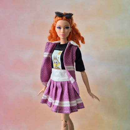 Sleeveless blazer, black top and skirt sets for barbie