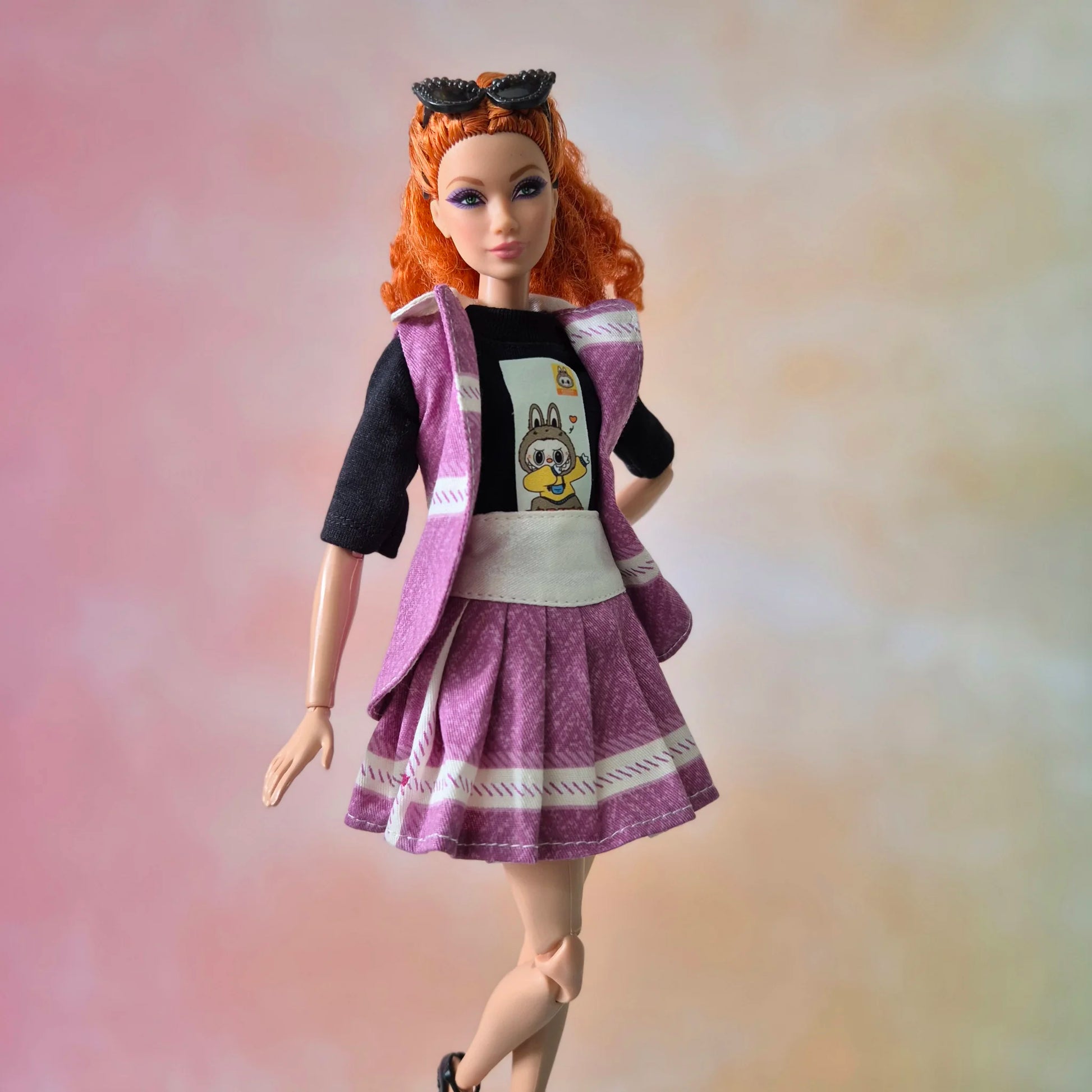 Sleeveless blazer, black top and skirt sets for barbie