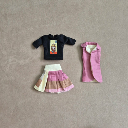 Sleeveless blazer, black top and skirt sets for barbie