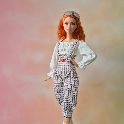 Overalls and White off shoulder crop top for barbie