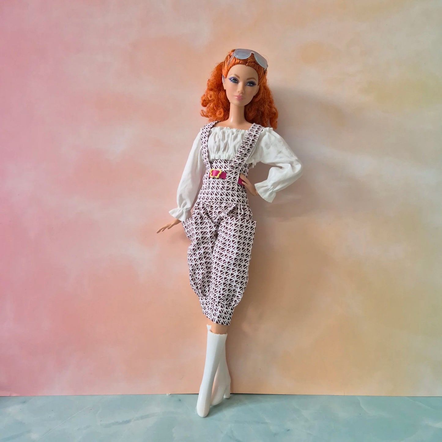 Overalls and White off shoulder crop top for barbie