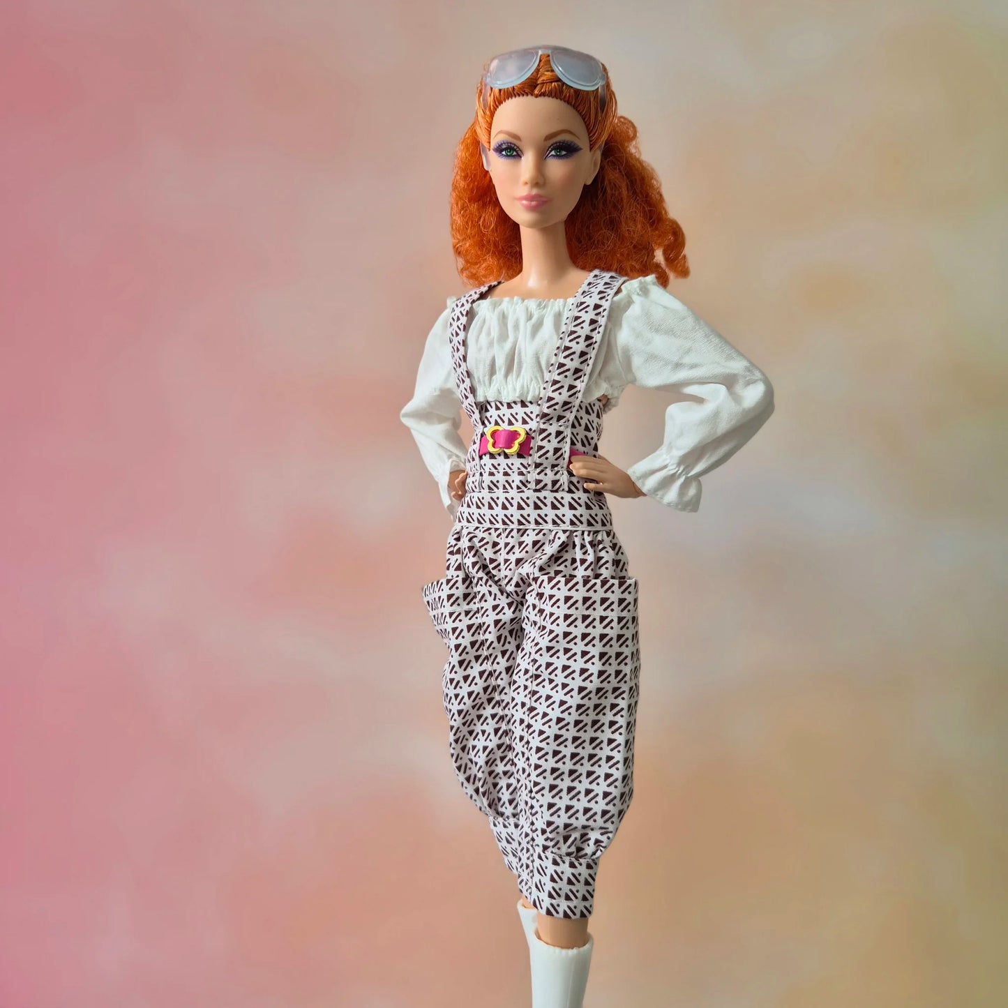 Overalls and White off shoulder crop top for barbie